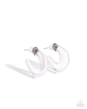 Load image into Gallery viewer, Clear Charm - White Hoop Earrings