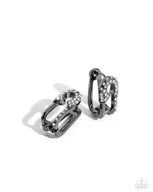 Safety Pin Secret - Black Gunmetal Hinge Hoop Earrings