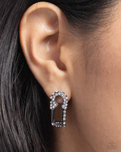 Load image into Gallery viewer, Safety Pin Secret - Black Gunmetal Hinge Hoop Earrings