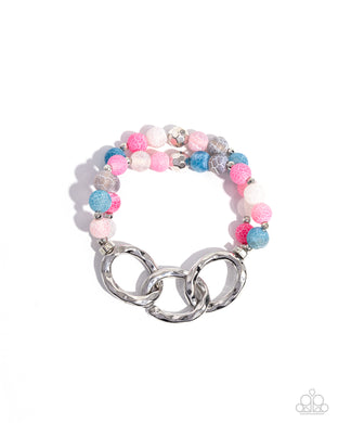 Hammered Haven - Pink Stretchy Bracelet