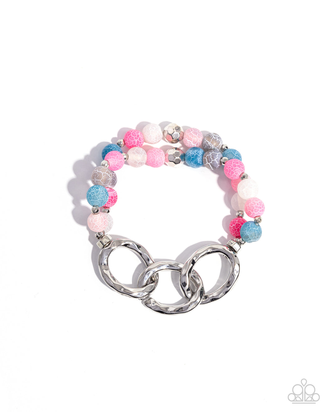 Hammered Haven - Pink Stretchy Bracelet