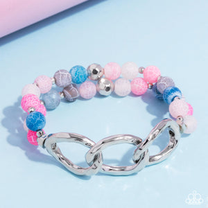 Hammered Haven - Pink Stretchy Bracelet