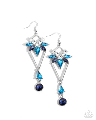 Shoulder-Dusting Shimmer - Blue Earrings