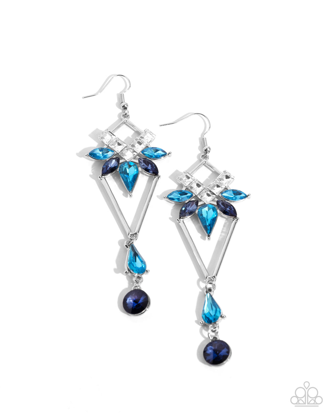 Shoulder-Dusting Shimmer - Blue Earrings