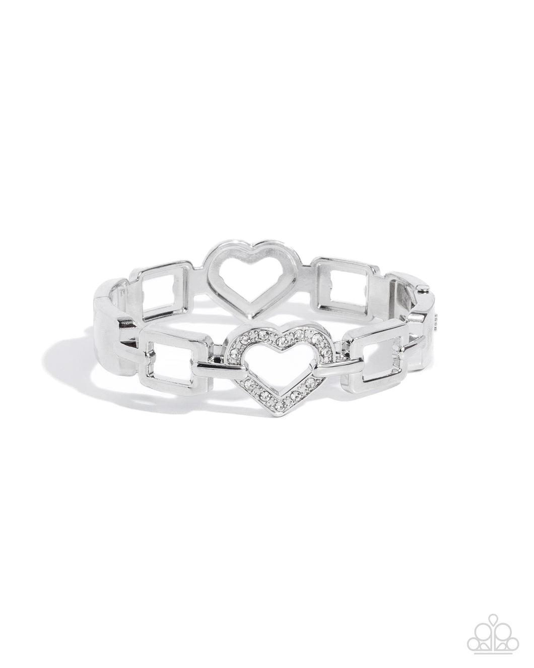 Flashy Fondness - White Hinged Bracelet