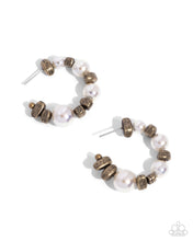 Load image into Gallery viewer, Playful Pearls - Brass Hoop Earrings