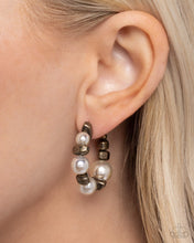 Load image into Gallery viewer, Playful Pearls - Brass Hoop Earrings