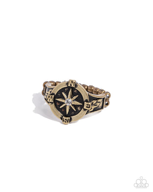Cultured Compass - Brass Dainty Ring