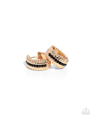 Serrated Shimmer - Gold Hinge Hoop Earrings