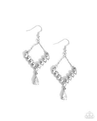 Dripping Drama - White Earrings