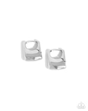 Load image into Gallery viewer, Square Symmetry - Silver Hinge Hoop Earrings