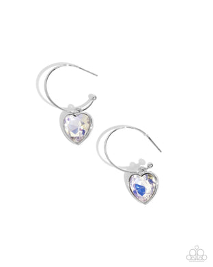 Diamond of the Night - White Hoop Earrings