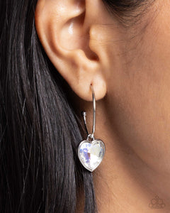 Diamond of the Night - White Hoop Earrings