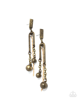 Authoritative Admiration - Brass Post Earrings