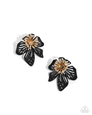 Wonderland Wallflower - Black Post Earrings