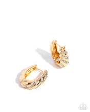 Load image into Gallery viewer, Paved in Glitz - Gold Hinge Hoop Earrings