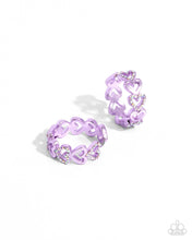 Load image into Gallery viewer, Historic Hearts - Purple Hinge Hoop Earrings