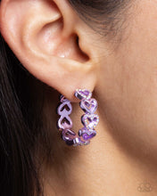 Load image into Gallery viewer, Historic Hearts - Purple Hinge Hoop Earrings