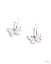 Load image into Gallery viewer, Melodic Mariposa - White Hoop Earrings