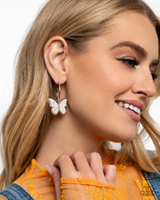 Load image into Gallery viewer, Melodic Mariposa - White Hoop Earrings