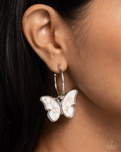 Load image into Gallery viewer, Melodic Mariposa - White Hoop Earrings