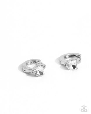 Tenuous Touch - White Hinge Hoop Earrings