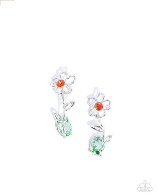 Whimsical Welcome - Orange Post Earrings