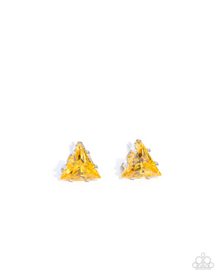 Triangular Twinkle - Yellow Post Earrings
