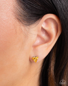 Triangular Twinkle - Yellow Post Earrings