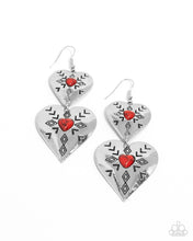 Load image into Gallery viewer, Rustic Repetition - Red Earrings