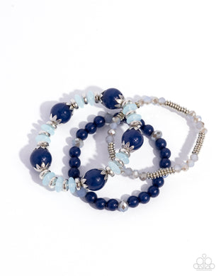 Flashy Frugality - Blue Stretchy Bracelets