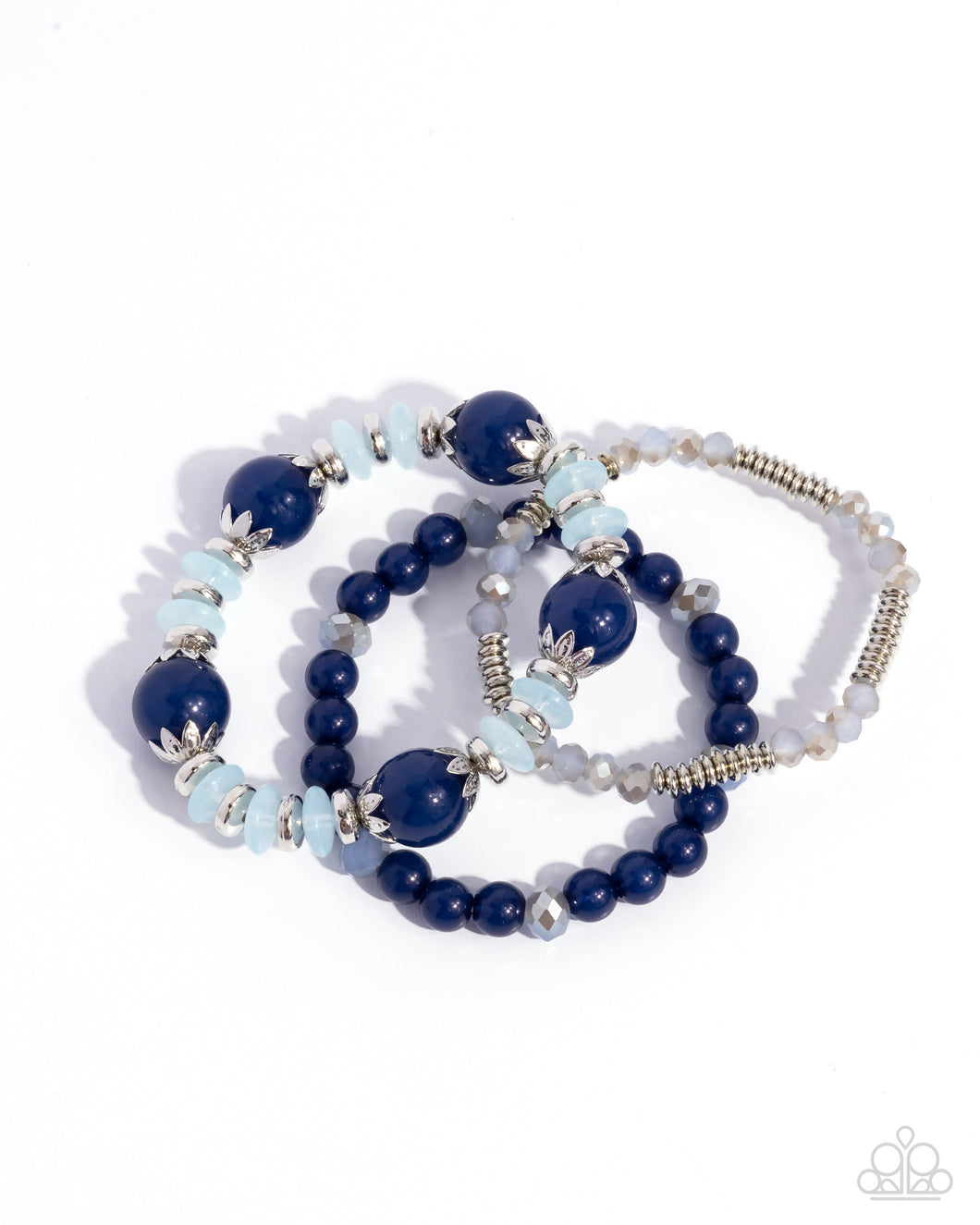 Flashy Frugality - Blue Stretchy Bracelets