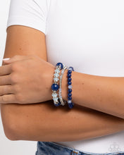 Load image into Gallery viewer, Flashy Frugality - Blue Stretchy Bracelets