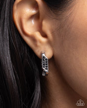Load image into Gallery viewer, Warped Welcome - Black Hinge Hoop Earrings