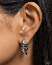 Load image into Gallery viewer, Warped Welcome - Silver Hinge Hoop Earrings