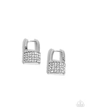 Load image into Gallery viewer, Locked Luxury - White Hinge Hoop Earrings