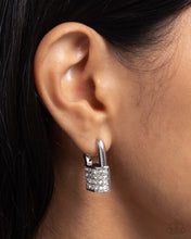 Load image into Gallery viewer, Locked Luxury - White Hinge Hoop Earrings