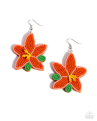 Seed Bead Symmetry - Orange Earrings