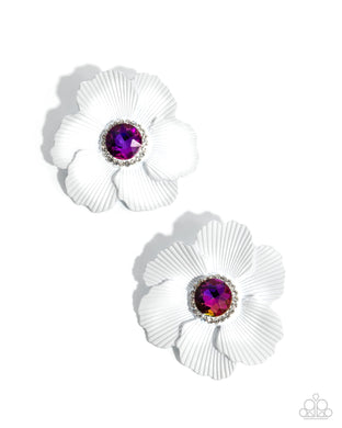 Organic Growth - White Post Earrings