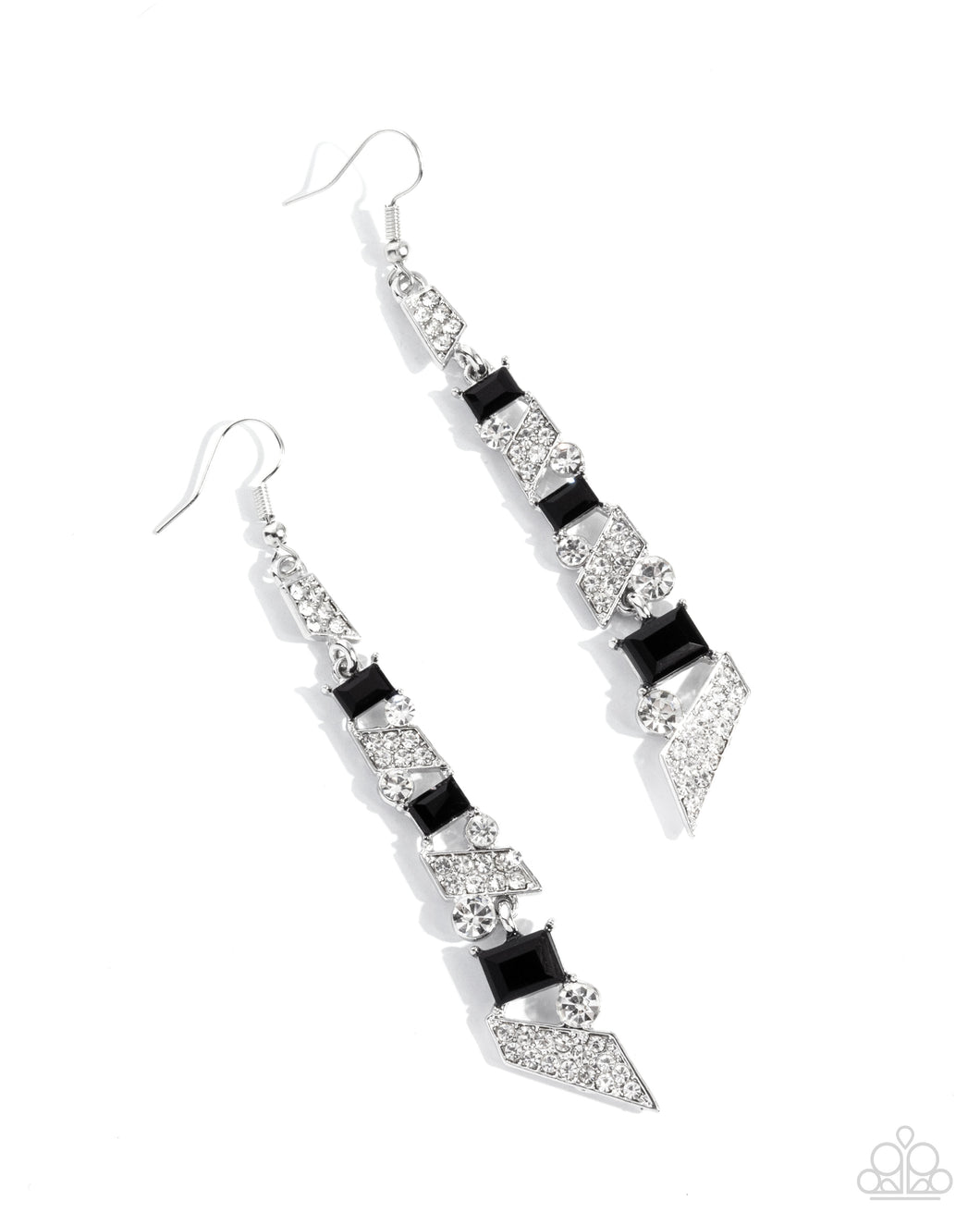 Cascading Cred - Black Earrings