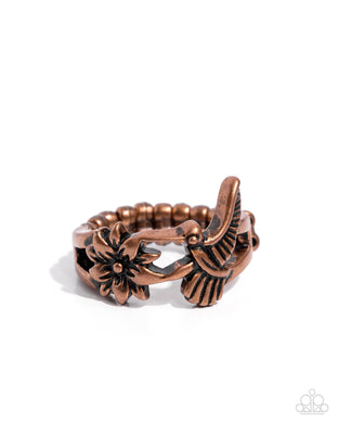 Handcrafted Hummingbird - Copper Dainty Ring