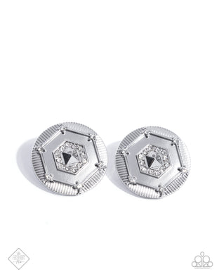 Enfolded Edge - White Post Earrings