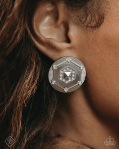 Enfolded Edge - White Post Earrings