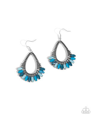 Pronged Pattern - Blue Earrings