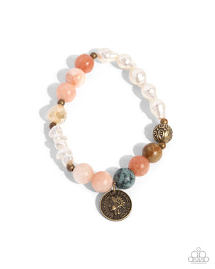 Chic Currency - Orange Stretchy Bracelet