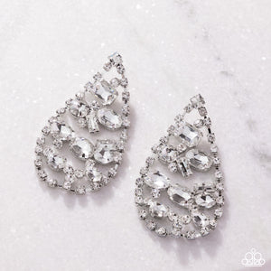 Giant Glitter - White Post Earrings