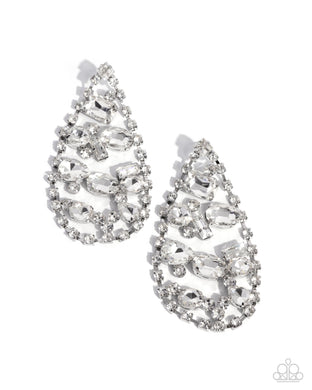 Giant Glitter - White Post Earrings