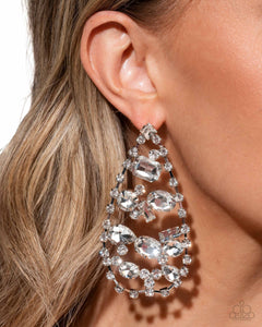 Giant Glitter - White Post Earrings