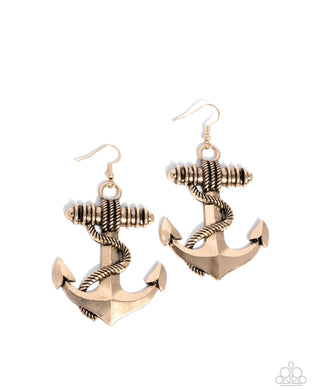 Adorable Anchor - Gold Earrings