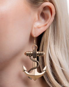Adorable Anchor - Gold Earrings